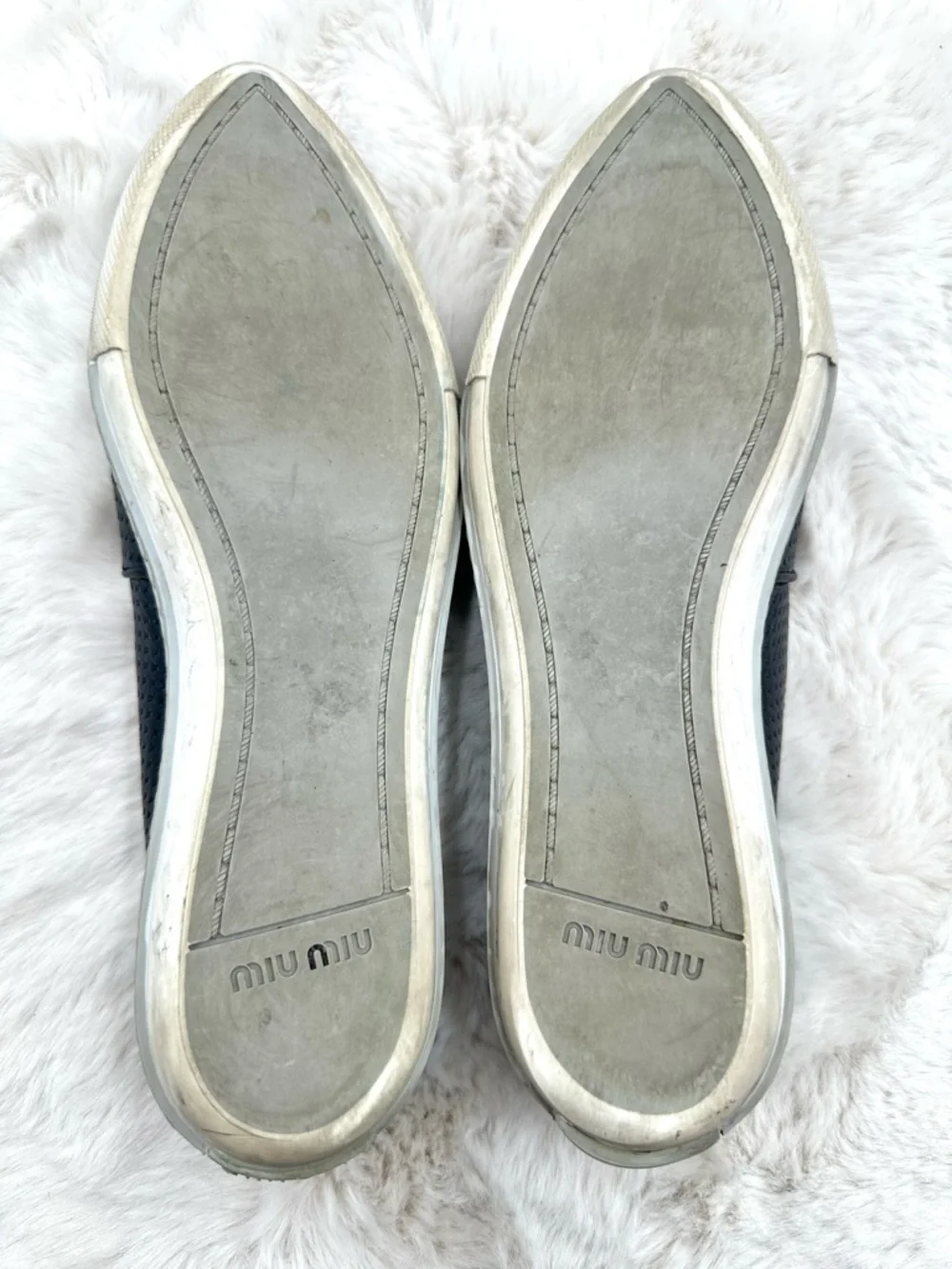 Miu Miu Platform Perforated Leather Metal Cap Toe Sneakers size 39 US 9 - Picture 9 of 12